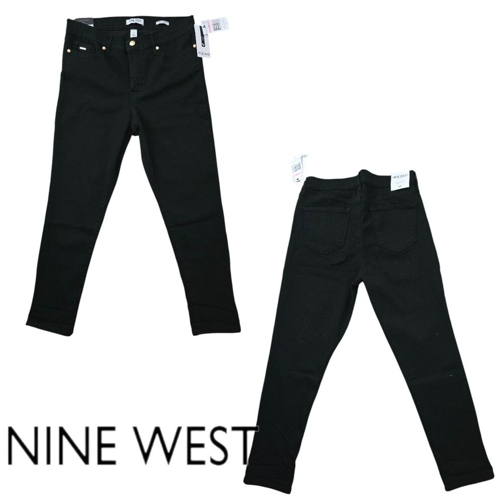 NWT Nine West High Rise Cigarette Skinny Ankle Jeans Black Women’s 10P Petite - Picture 4 of 6